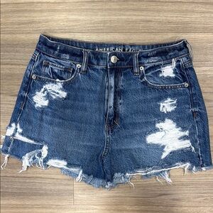 American Eagle Outfitters Blue Distressed Denim Shorts